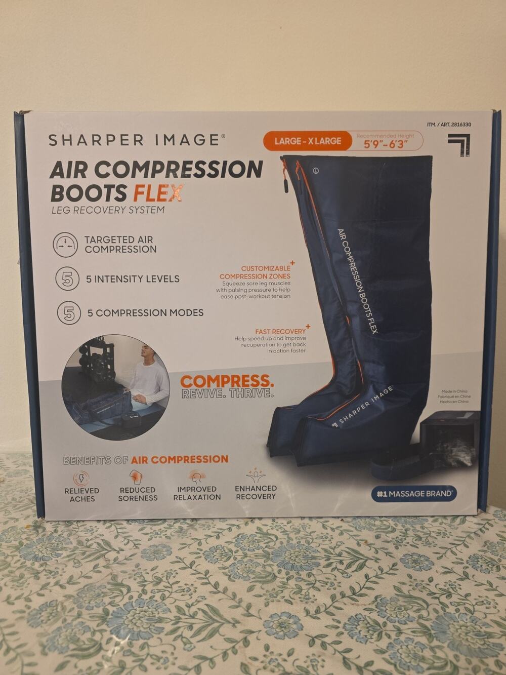 Large / XL - Sharper Image PowerBoost Air Compression Boots Leg Massager.